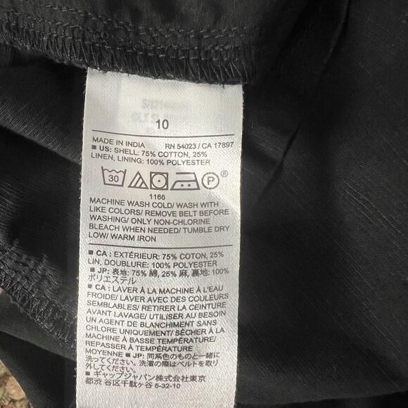 Banana Republic Romper Jumpsuit Black Linen/Cotton Wide Leg Cropped Belted Sz 10 - Picture 9 of 9